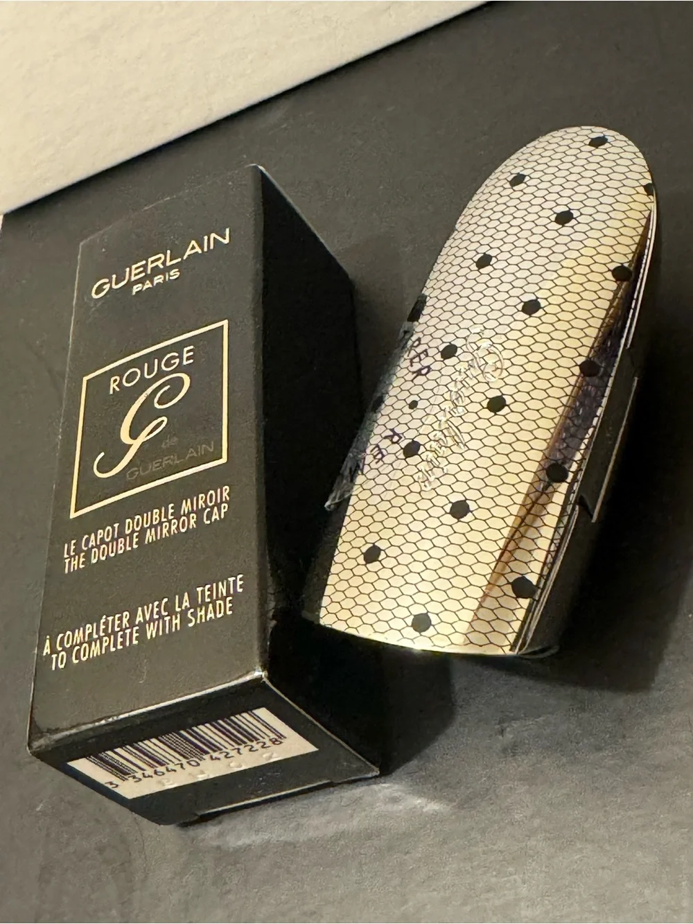 BNIB Guerlain Rouge G Lipstick Case - French Mademoiselle Fishnet Double Mirror